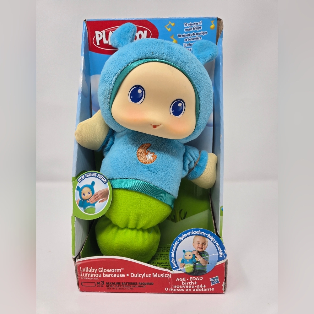 2013 Playskool Hasbro Lullaby Musical Light Up Gloworm Glo Worm Bug Baby Plush